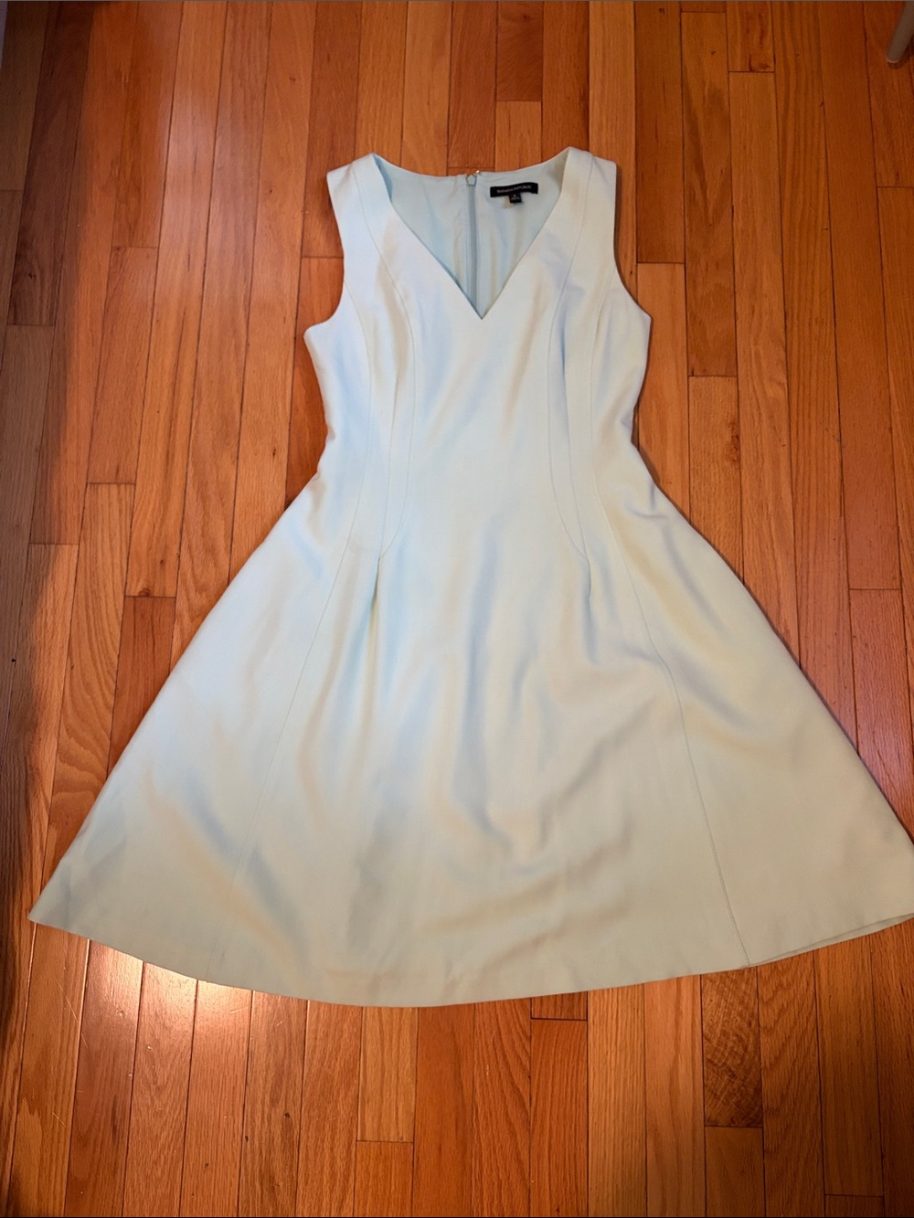Banana Republic V-Neck Fit-and-Flare, Light Green, A-Line Dress, with pockets